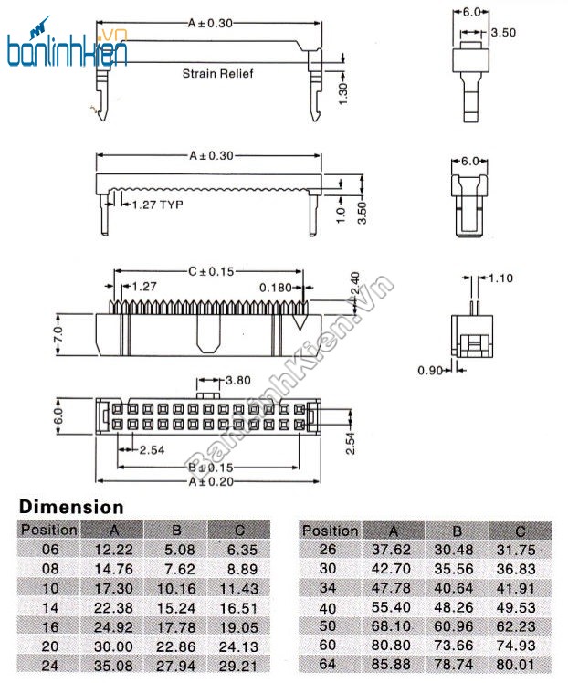 IDE16 Cái 2.54MM Màu Xám