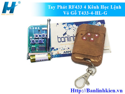 Tay Phát RF433 4 Kênh Học Lệnh Vỏ Gỗ T433-4-HL-G