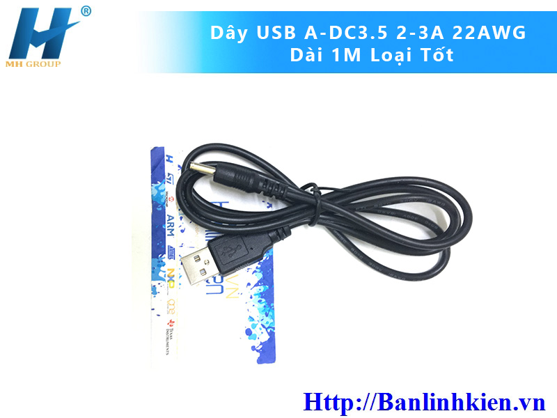 Dây USB A-DC3.5 2-3A 22AWG Dài 1M Loại Tốt