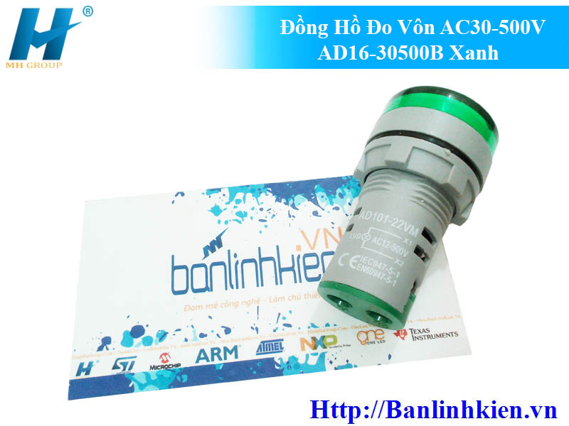 Đồng Hồ Đo Vôn AC30-500V AD16-30500B Xanh