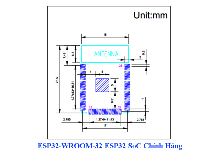 ESP32-WROOM-32 ESP32 SoC Chính Hãng