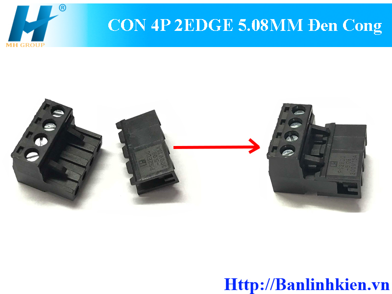 CON 4P 2EDGE 5.08MM Đen Cong