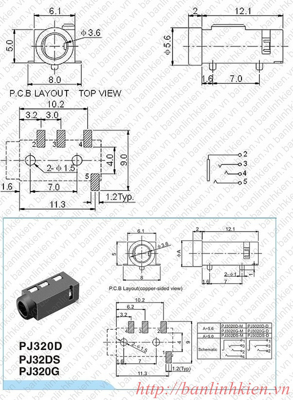 Jack Audio 3.5MM PJ-320D 4P