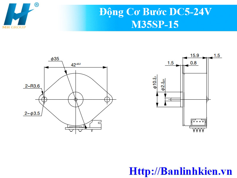 Động Cơ Bước DC5-24V M35SP-15