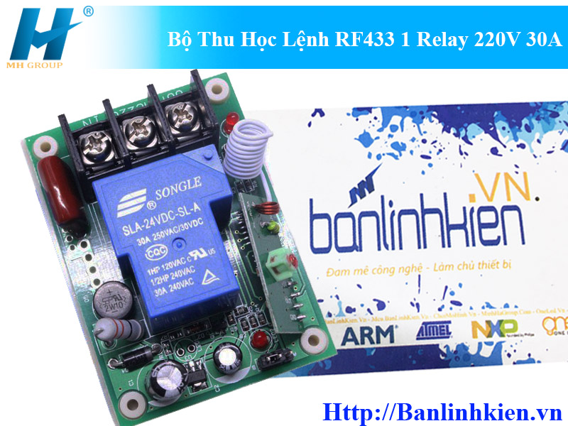 Bộ Thu Học Lệnh RF433 1 Relay 220V 30A