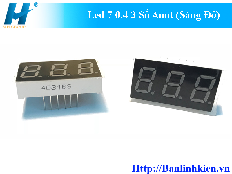 Led 7 0.4 3 Số Anot (Sáng Đỏ)