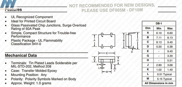 Diode Cầu 1A 1000V DB107 DIP