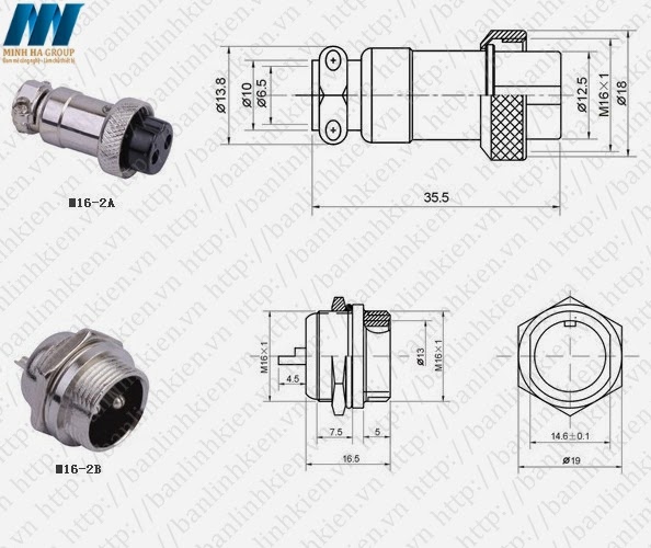 Bộ Jack GX16-2P