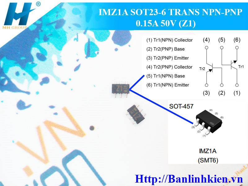 IMZ1A SOT23-6 TRANS NPN-PNP 0.15A 50V (Z1)
