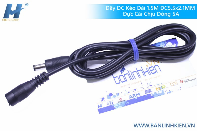 Dây DC Kéo Dài 1.5M DC5.5x2.1MM Đực Cái Chịu Dòng 5A