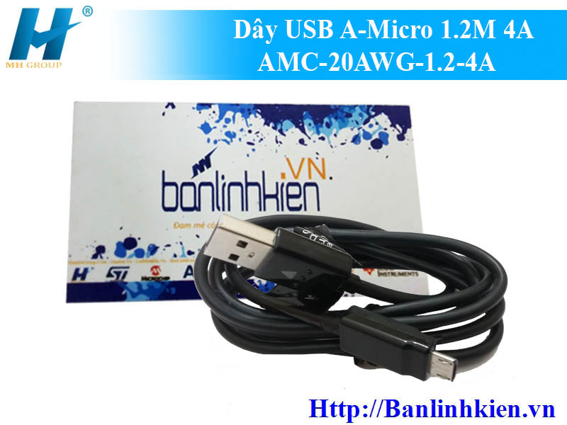 Dây USB A-Micro 1.2M 4A AMC-20AWG-1.2-4A