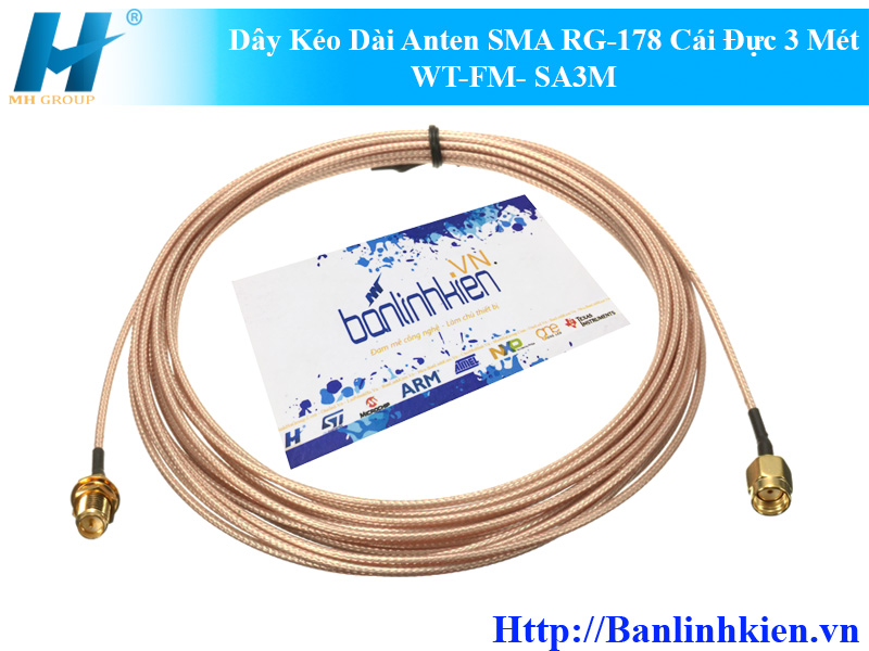 Dây Kéo Dài Anten SMA RG-178 Cái Đực 3 Mét WT-FM- SA3M