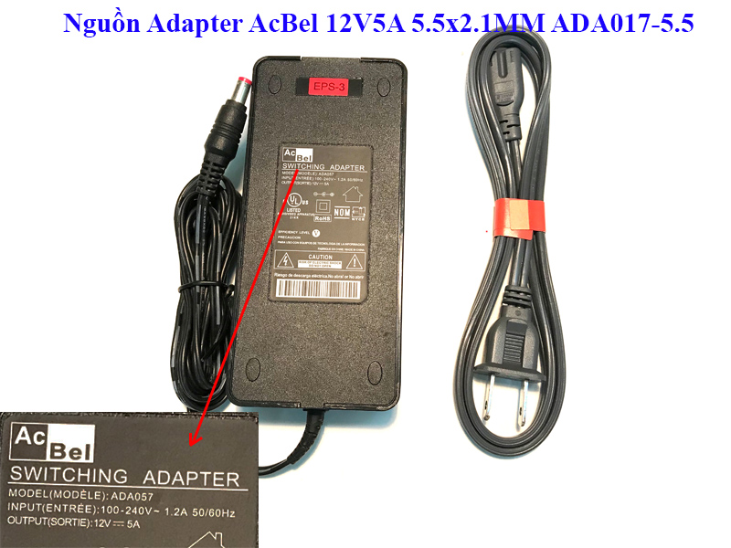 Nguồn Adapter AcBel 12V5A 5.5x2.1MM ADA017-5.5