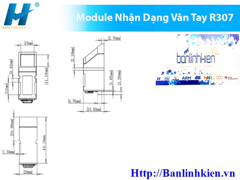 R307 Module Layout Module Nhận Dạng Vân Tay R307