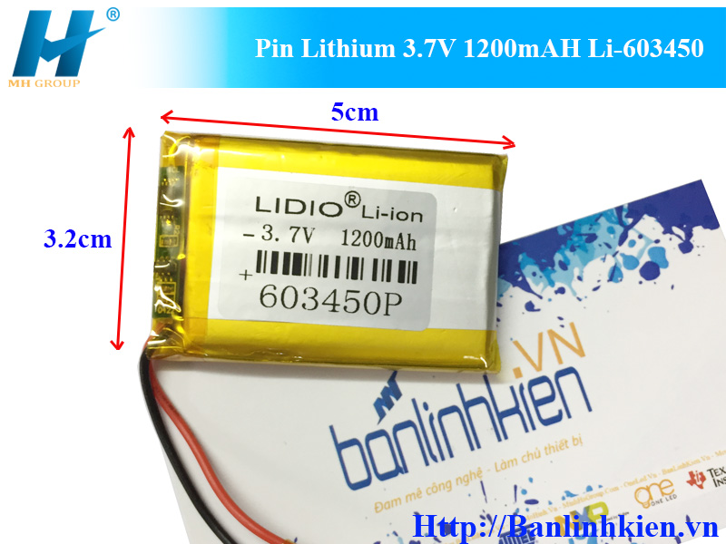 Pin Lithium 3.7V 1200mAH Li-603450