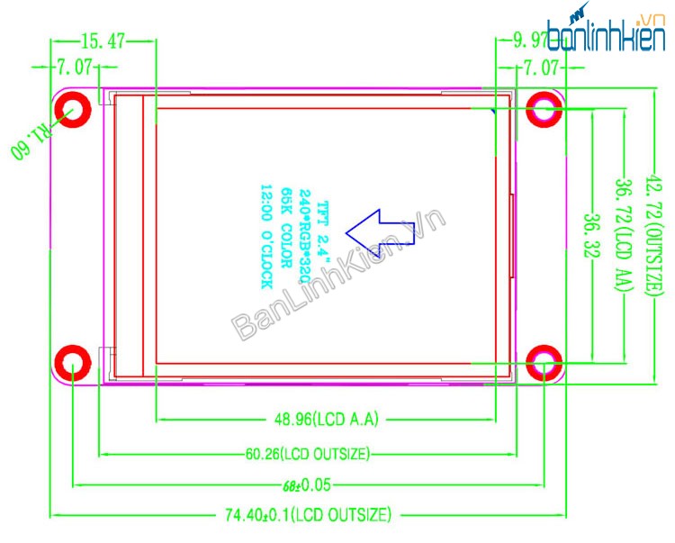 LCD TFT 2.4 UART HMI Touch (Ver China)