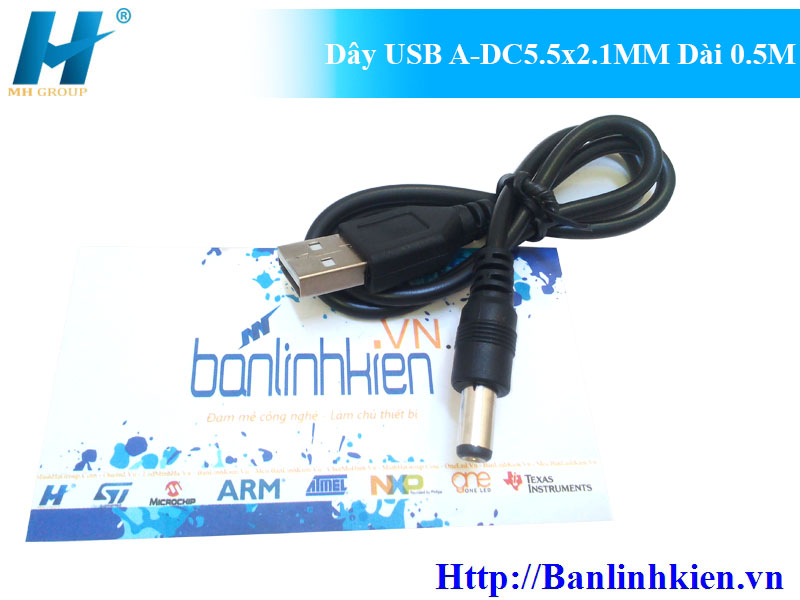 Dây USB A-DC5.5x2.1MM Dài 0.5M