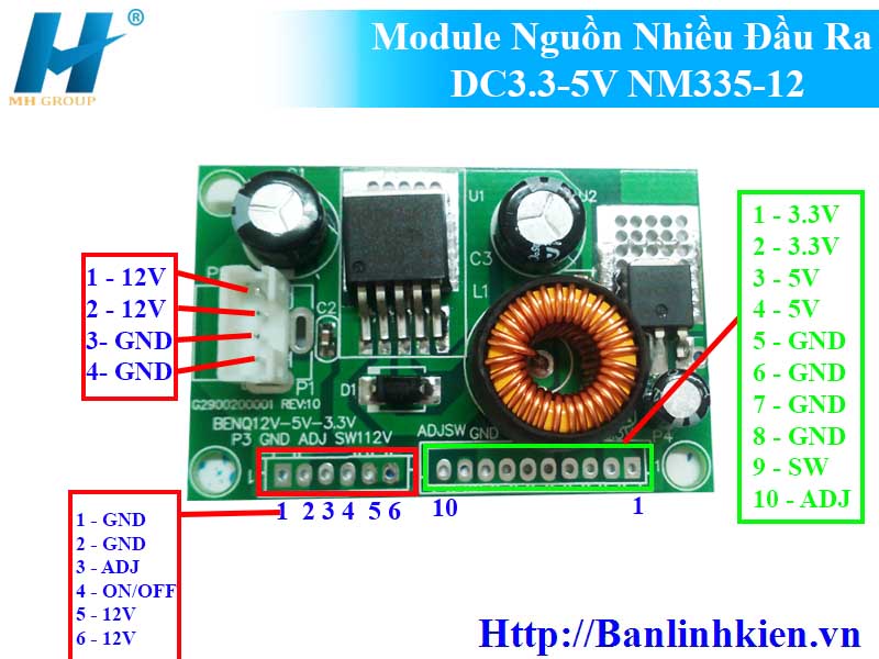 Module Nguồn Nhiều Đầu Ra DC3.3-5V NM335-12