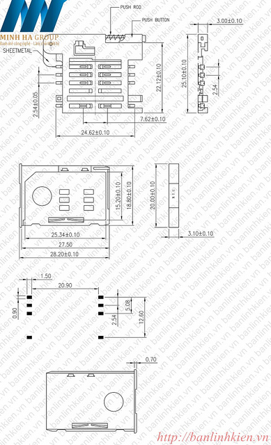 Socket SIM 6P PUSH SK20