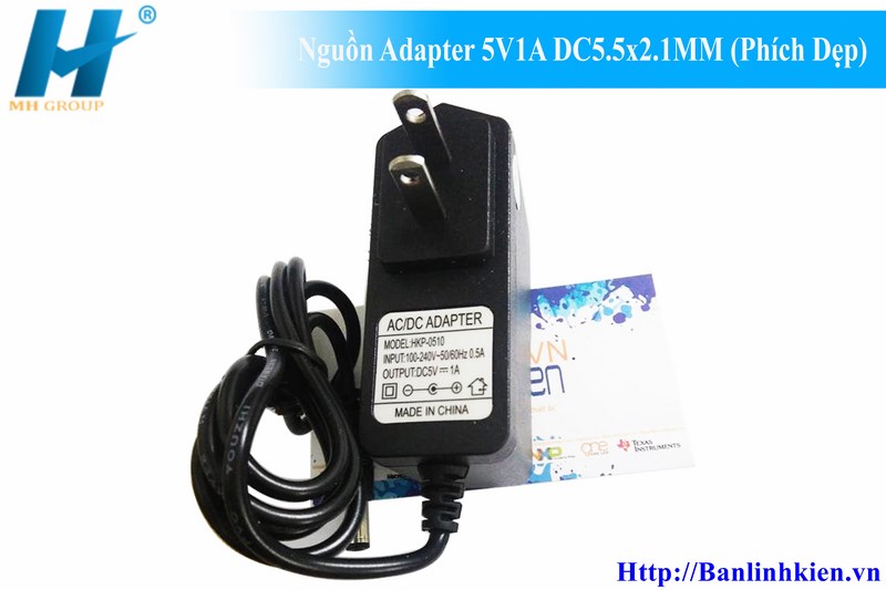 Nguồn Adapter 5V1A DC5.5x2.1MM (Phích Dẹp)