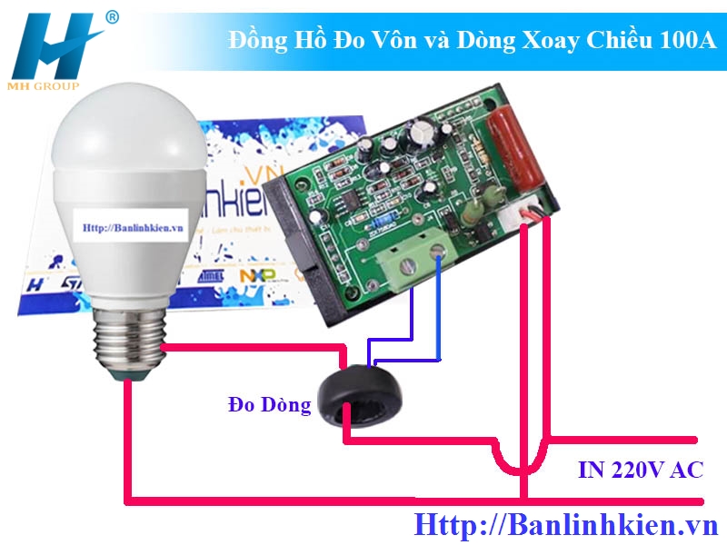 Đồng Hồ Đo Vôn và Dòng Xoay Chiều 100A 300V