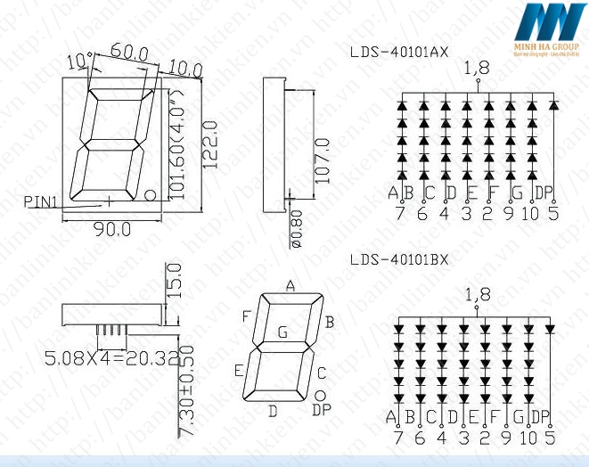 Led 7 4.0 1 Số Anot ( Màu Đỏ) ( 9x12CM)