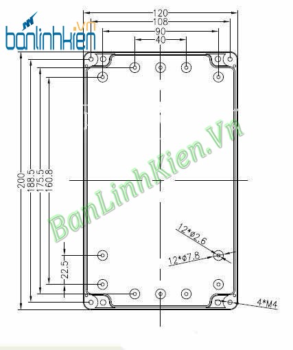 Hộp Nhựa 200x120x75MM Không Tai