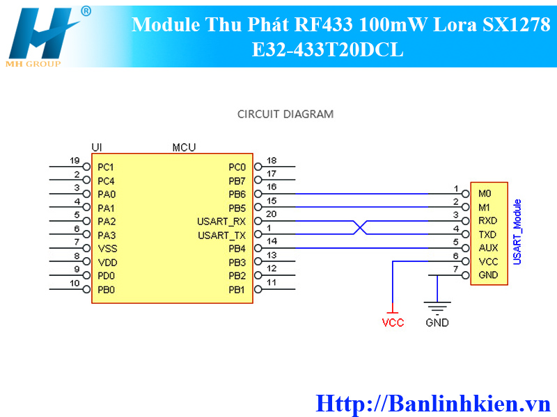 Module Thu Phát RF433 100mW Lora SX1278 E32-433T20D