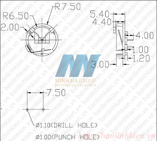 Đế Pin CR1220 DIP