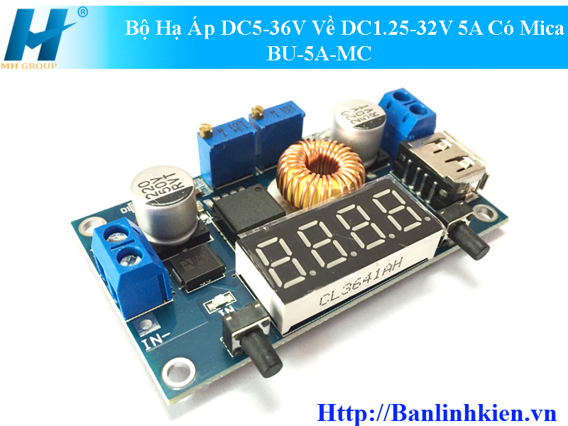 Bộ Hạ Áp DC5-36V Về DC1.25-32V 5A Có Mica BU-5A-MC