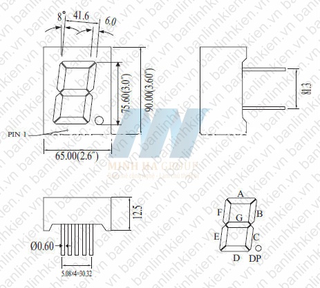 Led 7 3.0 1 Số Anot Màu Đỏ 7x9CM