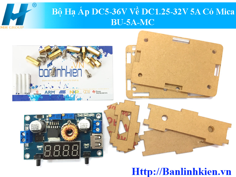 Bộ Hạ Áp DC5-36V Về DC1.25-32V 5A Có Mica BU-5A-MC