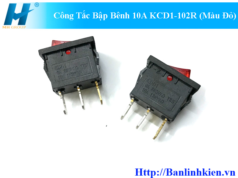 Công Tắc Bập Bênh 10A KCD1-102R (Màu Đỏ)