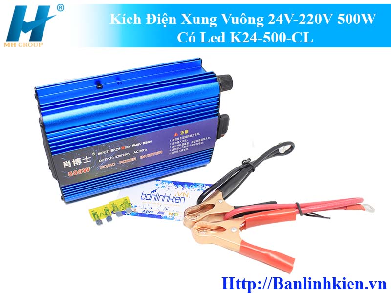 Kích Điện Xung Vuông 24V-220V 500W Có Led K24-500-CL