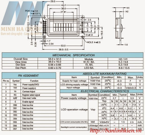 LCD0802 5V Xanh Lá