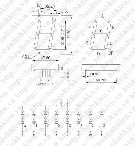 Led 7 2.3 1 Số Anot (Sáng Đỏ)