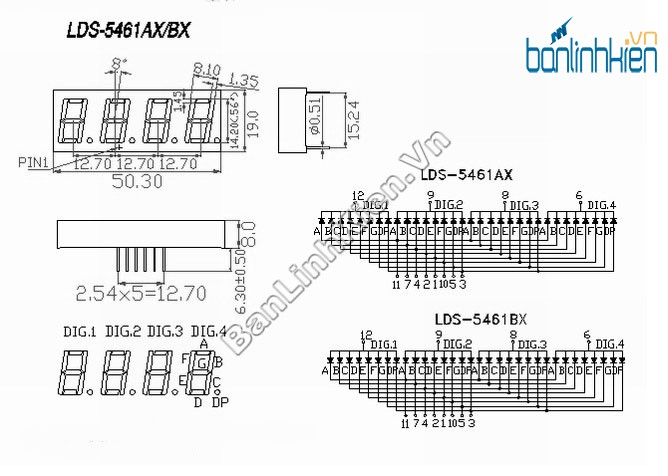 LED 7 0.56 4 Số Anot Super Green