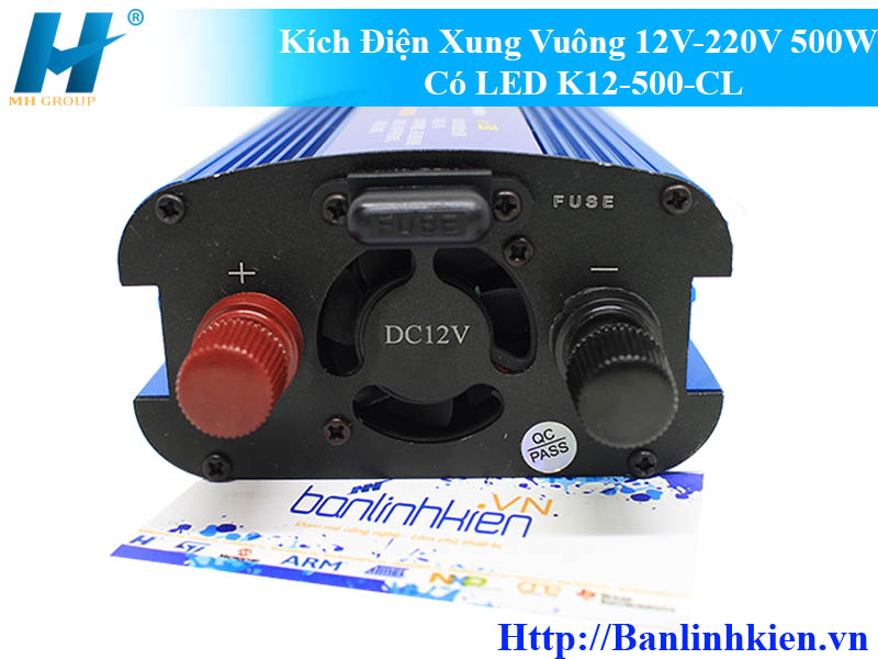 Kích Điện Xung Vuông 12V-220V 500W Có LED K12-500-CL