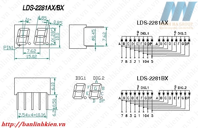 Led 7 0.28 2 Số Katot ( Màu Đỏ)