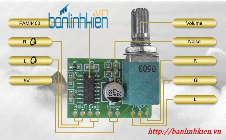 Module Khuếch Đại Audio 2x3W VR-AU8403