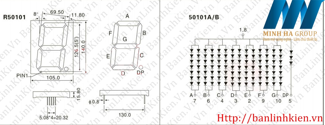 Led 7 5.0 1 Số Anot ( Màu Đỏ) ( 10x14CM)