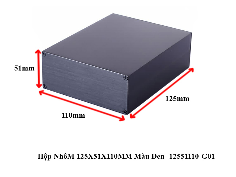 Hộp NhôM 125X51X110MM Màu Đen- 12551110-G01