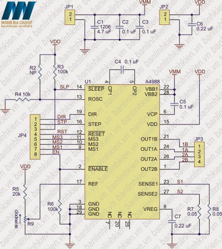 Module Điều Khiển Động Cơ Bước A4988 35VDC 2A