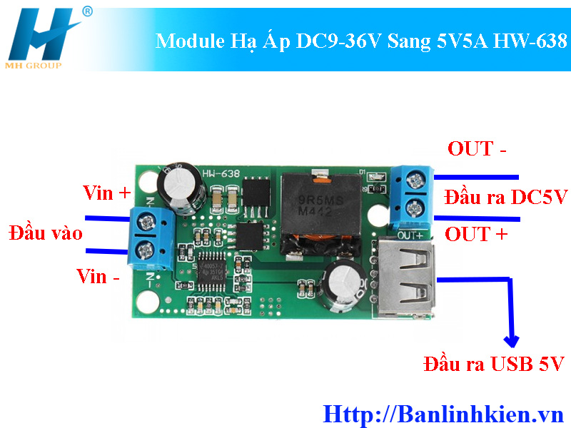 Module Hạ Áp DC9-36V Sang 5V5A HW-638