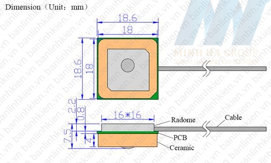 Anten GPS 18X18X04MM IPEX