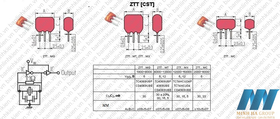 Thạch Anh 12Mhz 3 Chân ZTT12.00MT