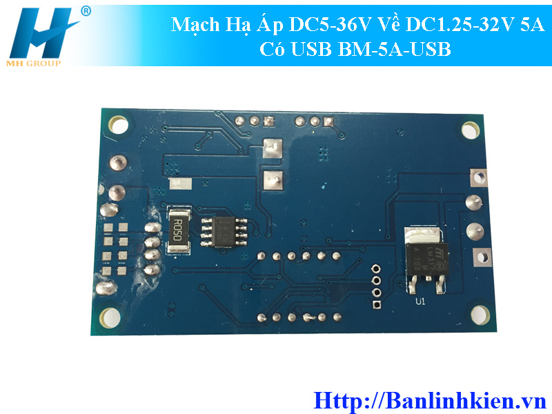 Mạch Hạ Áp DC5-36V Về DC1.25-32V 5A Có USB BM-5A-USB