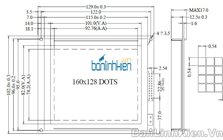 LCD160128B 5V Xanh Lá RA6963