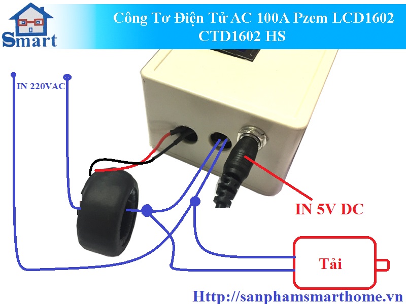 Công Tơ Điện Tử AC 100A Pzem LCD1602 CTD1602 HS