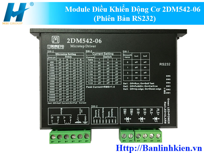 Module Điều Khiển Động Cơ Bước 2DM542-06 24-50VDC 4.2A (Phiên Bản RS232)